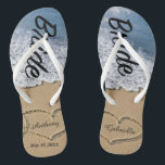 Tongs Plage avec des coeurs dans des bascules<br><div class="desc">L'amour est dans le ciel ! Obtenez ces grandes bascules électroniques pour vous-même ou elles font un grand cadeau aussi bien. Elles ont le mot "jeune mariée" descendre elles dans une police de manuscrit. Il y a une scène de plage avec les coeurs tirés par la main dans le sable....</div>