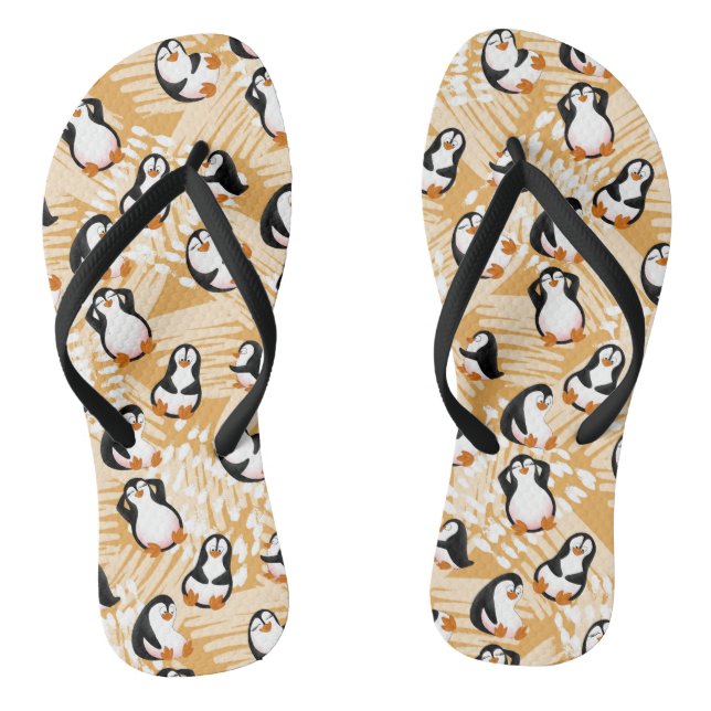Tongs plage mignonne pingouins tropicaux Flip Flops (Semelle)
