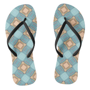 Tongs Plaid beige bleu