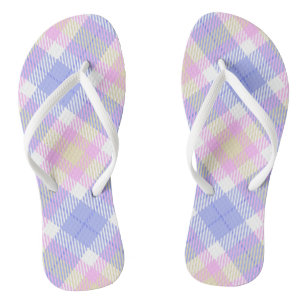 Tongs Plaid bleu rose jaune