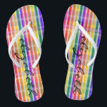 Tongs Plaid d'arc-en-ciel<br><div class="desc">Dites oui de colorer cet été avec ces bascules électroniques ouvrières de motif d'arc-en-ciel de plaid ! Votre nom est personnalisé sur ces bascules électroniques colorées adorables et confortables.</div>