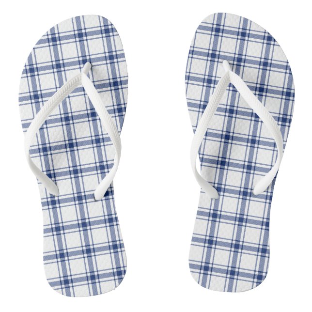 Tongs Plaid naval bleu et blanc (Semelle)