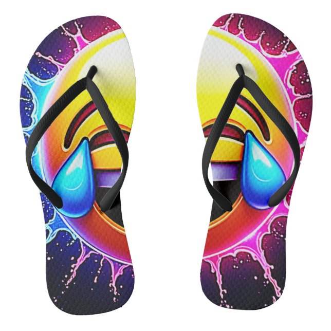 Tongs Plongeon Joyeux : Art Emoji Rieur (Semelle)