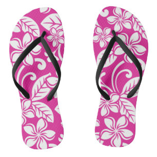 TONGS PLUMÉRIE DE L'ÎLE (ROSE CHAUD)