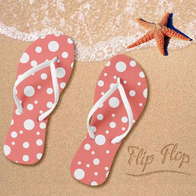 Tongs Point Polka de corail (Créateur téléchargé)