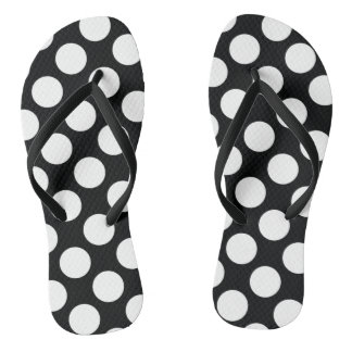 Tongs Pointe Polka (noir et blanc) Toute taille personna