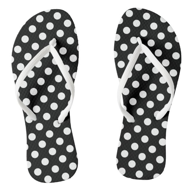 Tongs Points blancs sur fond noir (Semelle)