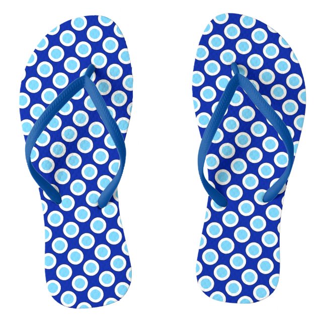 Tongs Points cerclés rétro, bleu cobalt et blanc (Semelle)