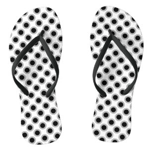 Tongs Points cerclés rétro, gris, noir et blanc