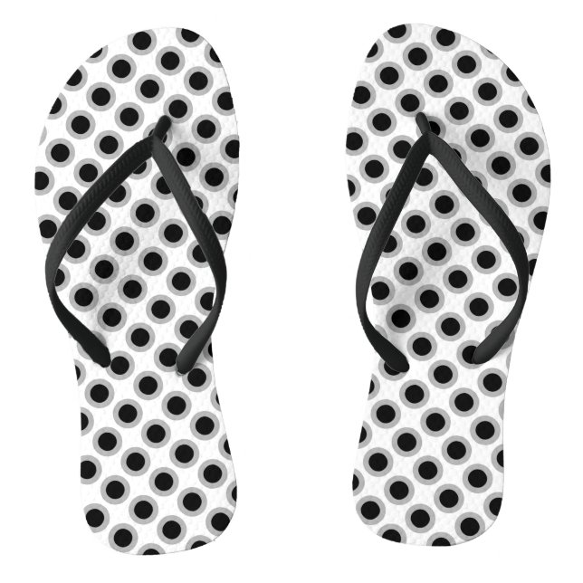Tongs Points cerclés rétro, gris, noir et blanc (Semelle)