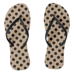 Tongs Points noirs sur beige