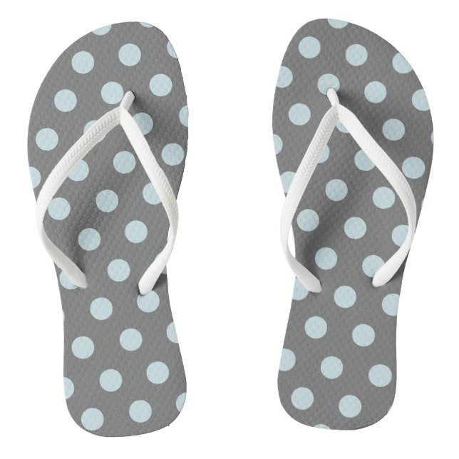 Tongs Points Polka Bleu Gris (Semelle)