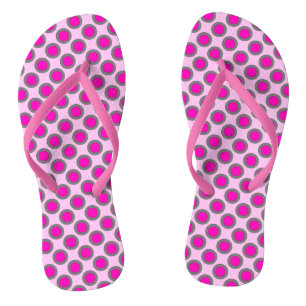 Tongs Points rétro cerclés, fuchsia, gris et rose