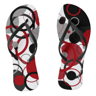 Tongs Points rouges, gris et noirs
