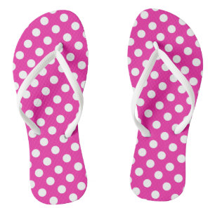 Tongs Pois blancs sur fuchsia