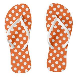 Tongs Pois blancs sur orange