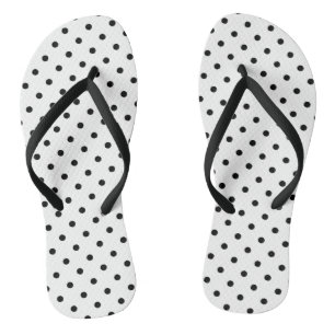 Tongs Pois noirs en blanc