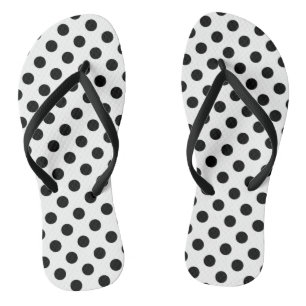 Tongs Pois noirs en blanc