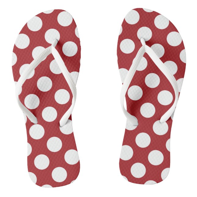 Tongs Pois rouges, Motif à points polka, points, pointil (Semelle)
