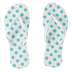Tongs Pois turquoise sur blanc