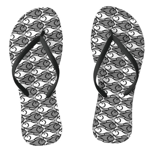 Tongs Poisson moderne du milieu du siècle, gris, blanc e (Semelle)