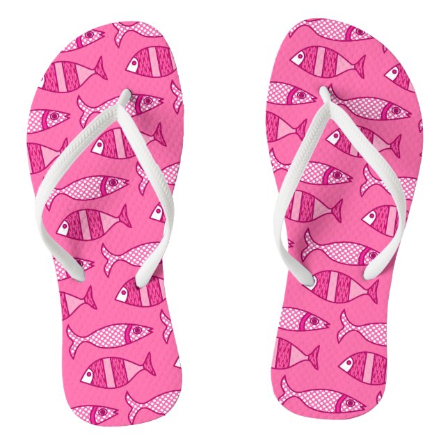 Tongs Poisson Moderne Rétro, Fuchsia, Rose Clair, Rose F (Semelle)