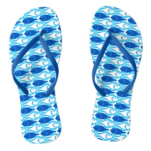 Tongs poisson Modernité du milieu du siècle, bleu de cob