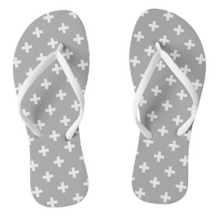 Tongs Polka blanche croise sur gris