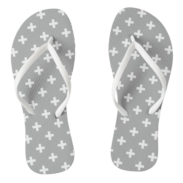 Tongs Polka blanche croise sur gris (Semelle)