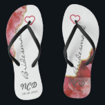 Tongs Porte-mère rouge et or Favoriser le monogramme<br><div class="desc">Vous aimerez cette pierre d'agate de géode rouge aux cristaux blancs aux accents d'or. Idéal pour vos salles mariages !</div>