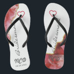 Tongs Porte-mère rouge et or Favoriser le monogramme<br><div class="desc">Vous aimerez cette pierre d'agate de géode rouge aux cristaux blancs aux accents d'or. Idéal pour vos salles mariages !</div>