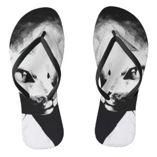 Tongs Portrait Féminin de Chat Sphynx - Œuvre d'Art Orig