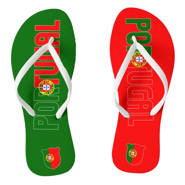 Tongs Portugal Drapeau Escutcheon Inscription Rouge Vert (Semelle)