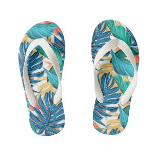 Tongs pour enfants à feuilles tropicales