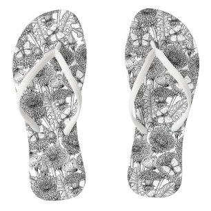 Tongs Pré Dandelion en noir et blanc