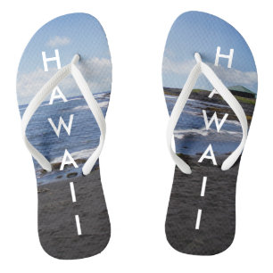 Tongs Punalu'u Black Sand Beach Hawaii avec texte