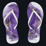 Tongs Purple Lavender Gold Bridesmaid Favoriser Monogram<br><div class="desc">Vous aimerez ce cadre aquarelle couleur or violet et lavande avec des textures de parties scintillant or. Idéal pour vos salles mariages !</div>