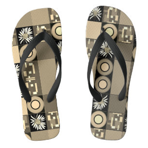 Tongs Quilte en patchwork Mazipoodles 2 Sepia