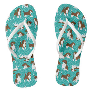 Tongs race de chien beagle - turquoise