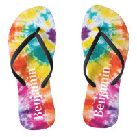 Rainbow Tie Dye Colorful Nom personnalisé Vacances
