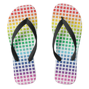 Tongs Rainbow white grid motif Pride lgbtq lgbt