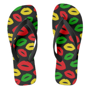 Tongs Rasta Reggae Rouge Or Vert Lipstick Baisers