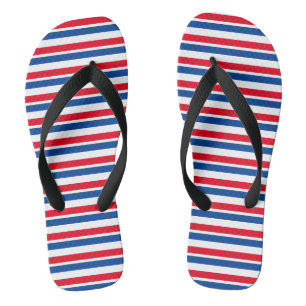 Tongs Rayé de rouge, blanc et bleu