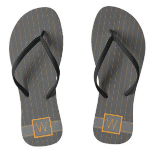 Tongs rayés orange et gris