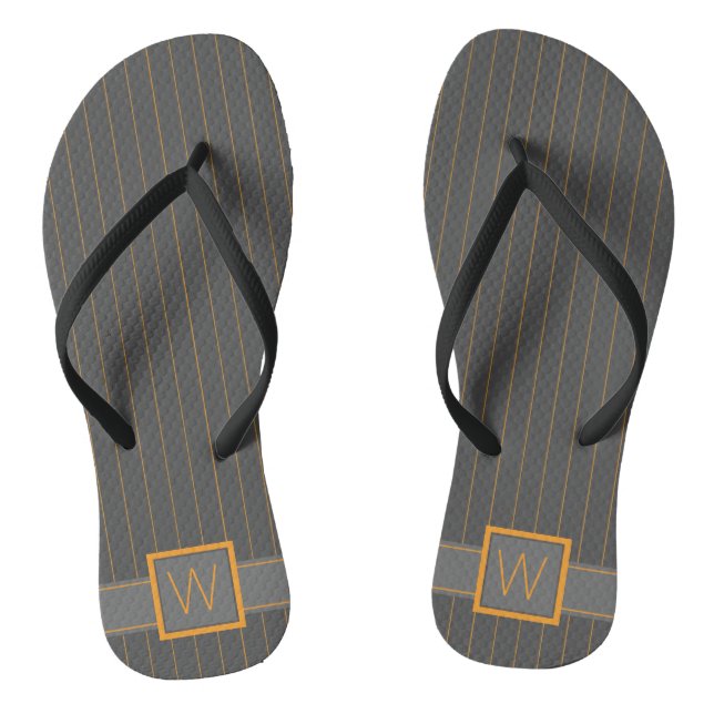 Tongs rayés orange et gris (Semelle)