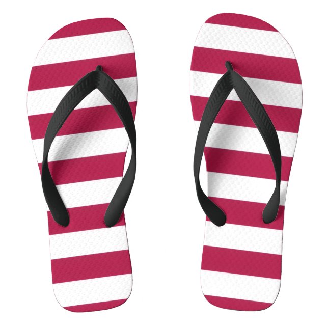 Tongs rayés rouge et blanc – Sable de plage d'été (Semelle)