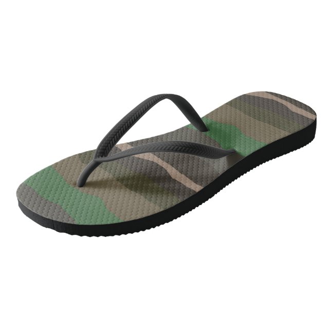 Tongs Rayures abstraites camouflage et vert (Incliné)