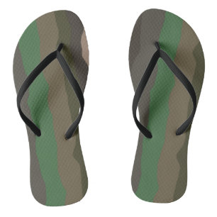 Tongs Rayures abstraites camouflage et vert