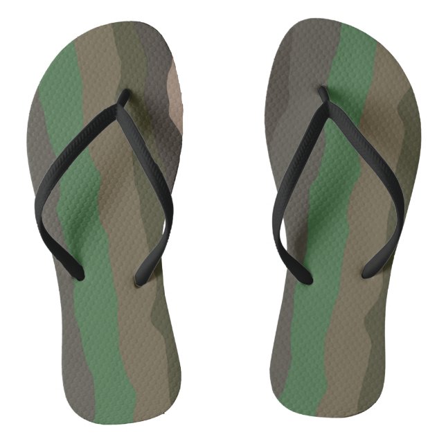 Tongs Rayures abstraites camouflage et vert (Semelle)