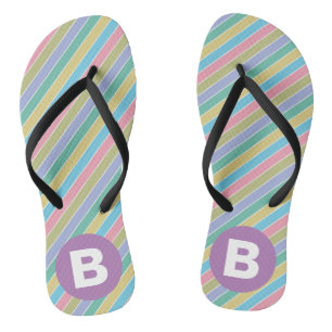 Tongs Rayures diagonales de bonbons colorés Monogramme v